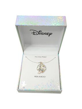 Disney Minnie Mouse Witch Peek A Boo 18" Necklace Fine Silver Plated New in Box